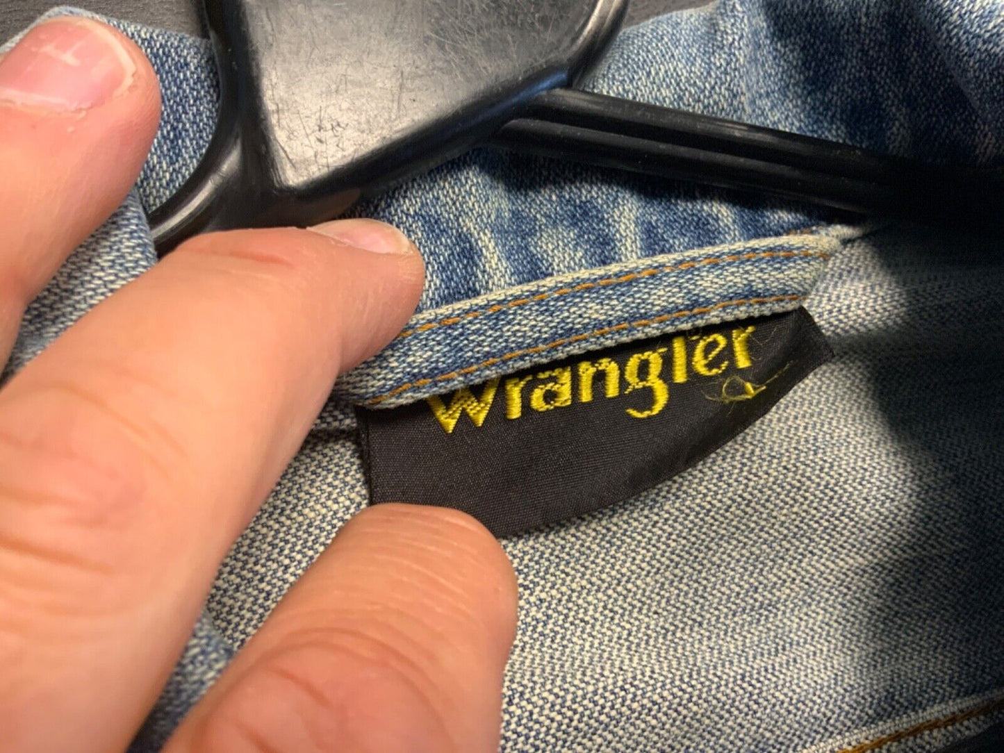 VTG 70s DENIM WRANGLER TRUCKER RODEO JACKET MOD ROCKABILLY BIKER BOMBER 38” S