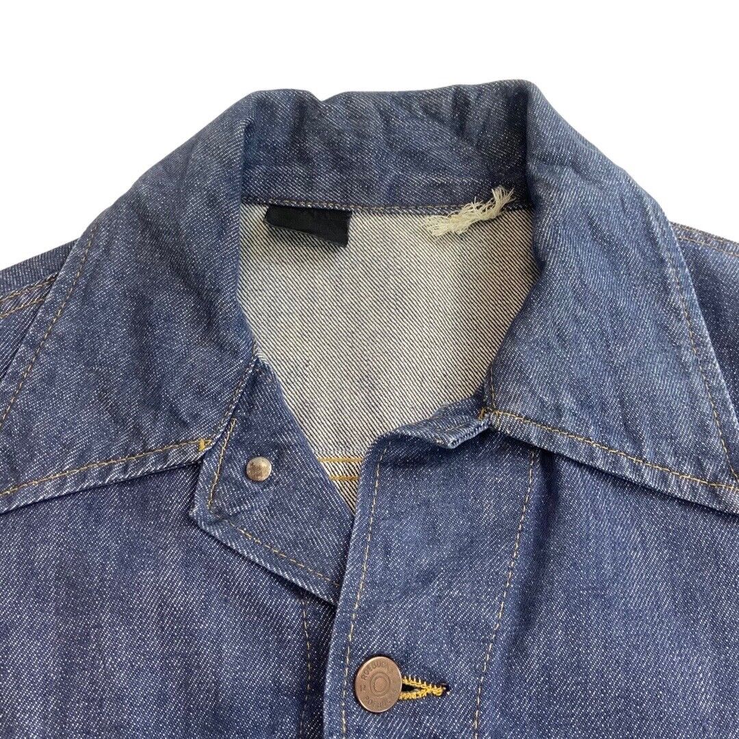 VTG 70s USA SEARS ROEBUCK SELVEDGE DENIM TRUCKER RODEO JACKET ROCKABILLY 41” M
