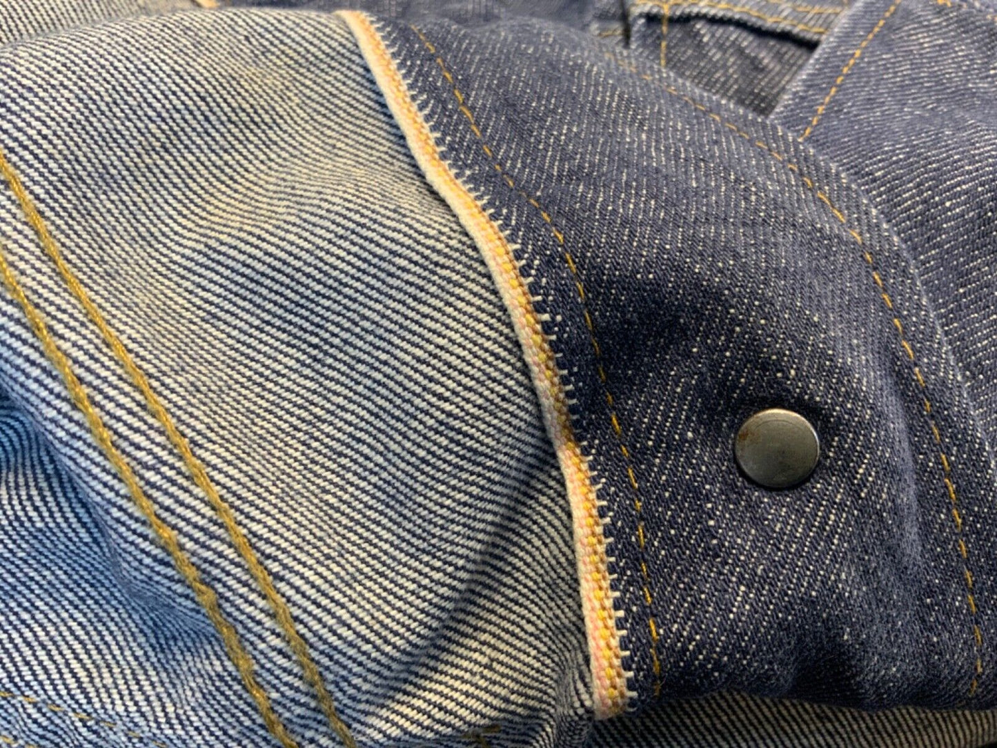 VTG 70s USA SEARS ROEBUCK SELVEDGE DENIM TRUCKER RODEO JACKET ROCKABILLY 41” M