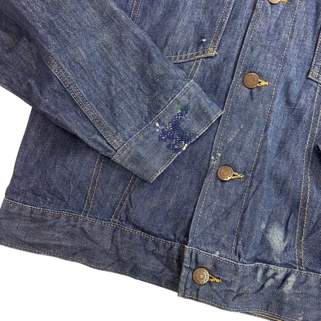VTG 70s USA SEARS ROEBUCK SELVEDGE DENIM TRUCKER RODEO JACKET ROCKABILLY 41” M