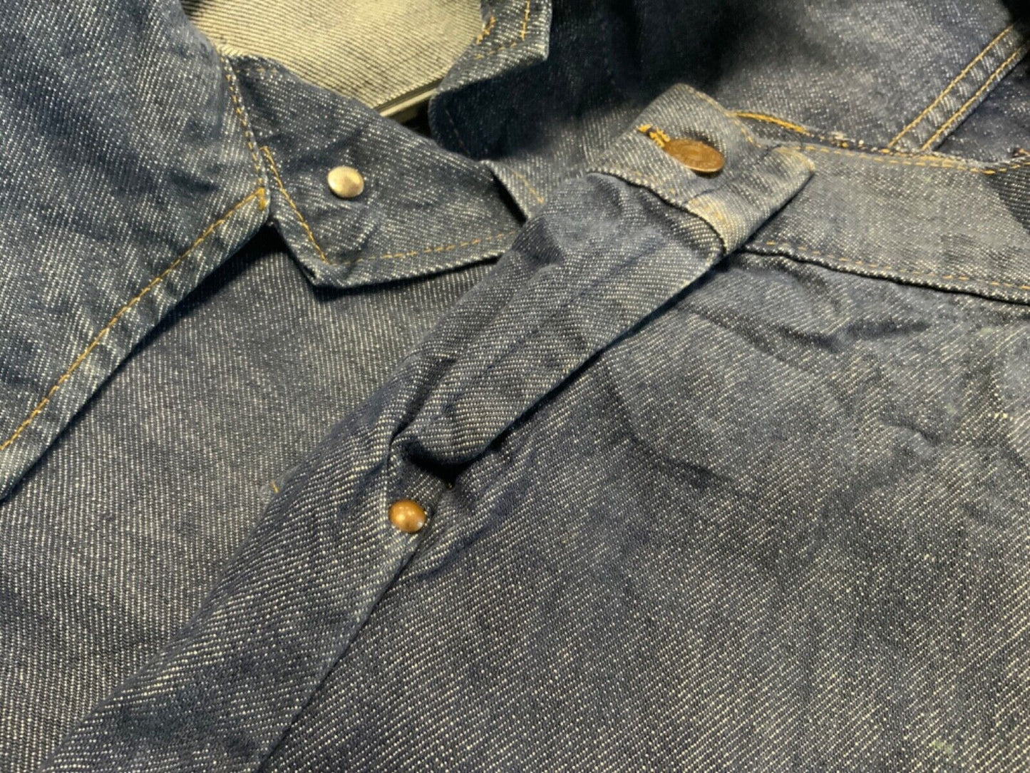 VTG 70s USA SEARS ROEBUCK SELVEDGE DENIM TRUCKER RODEO JACKET ROCKABILLY 41” M