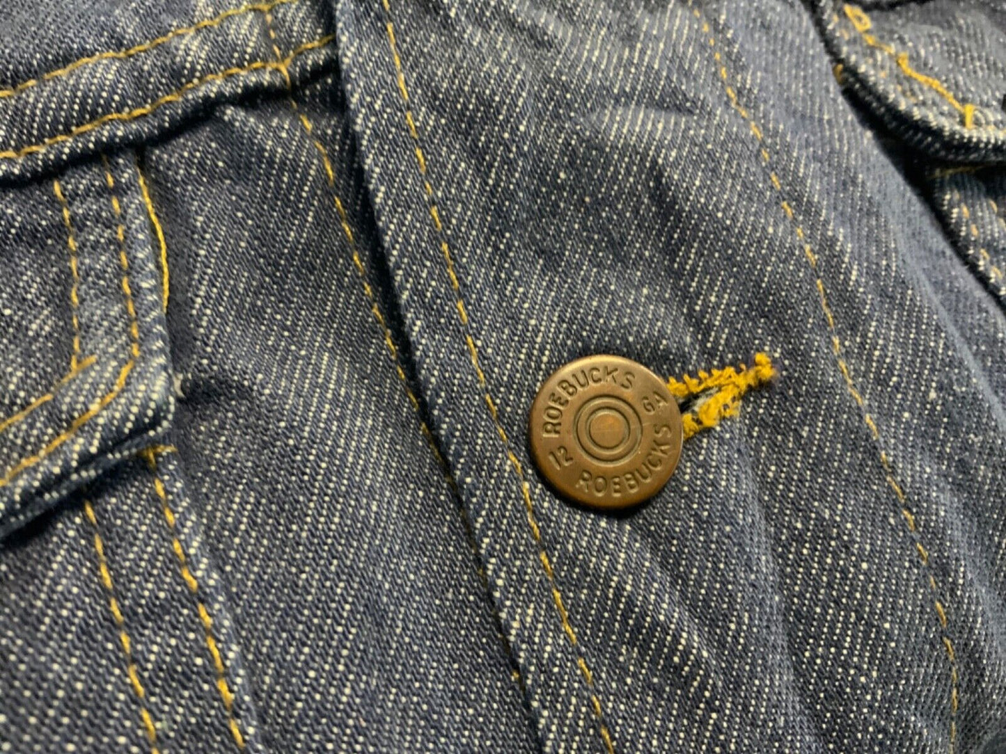 VTG 70s USA SEARS ROEBUCK SELVEDGE DENIM TRUCKER RODEO JACKET ROCKABILLY 41” M