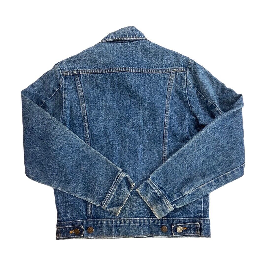 VTG 70s USA SEARS ROEBUCK DENIM TRUCKER RODEO JACKET MOD ROCKABILLY BIKER 36” S