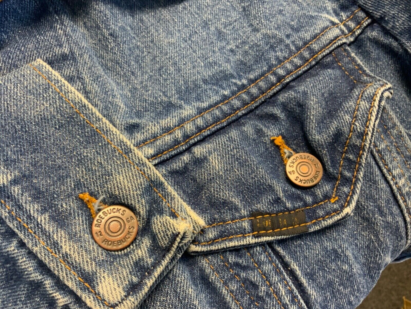 VTG 70s USA SEARS ROEBUCK DENIM TRUCKER RODEO JACKET MOD ROCKABILLY BIKER 36” S