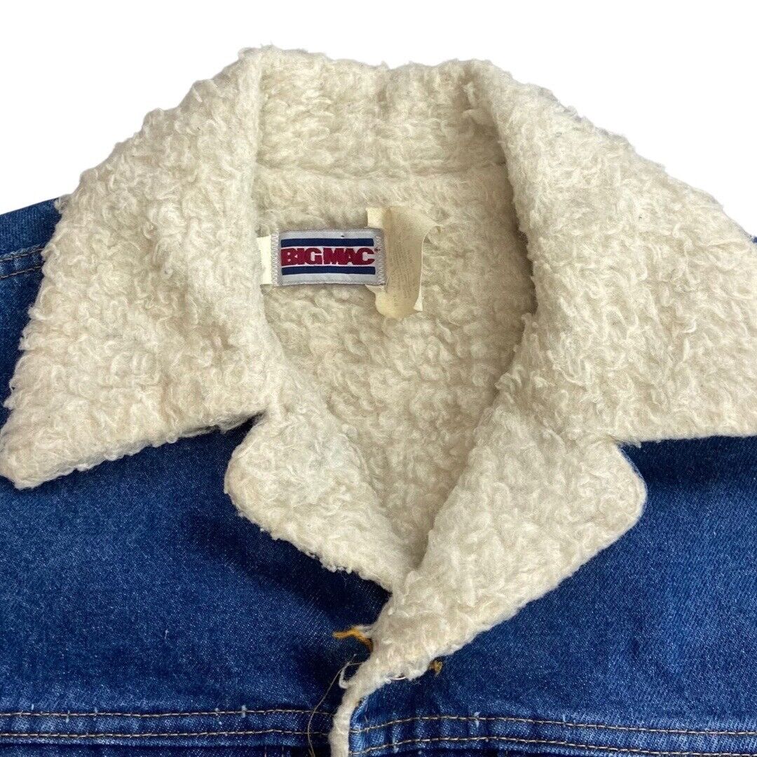 VTG 70s DENIM BIG MAC WESTERN SHERPA LINED BARN CHORE RODEO JACKET 40” M