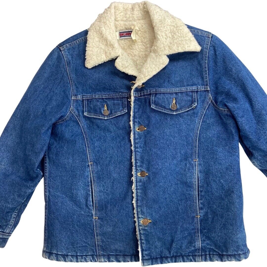 VTG 70s DENIM BIG MAC WESTERN SHERPA LINED BARN CHORE RODEO JACKET 40” M