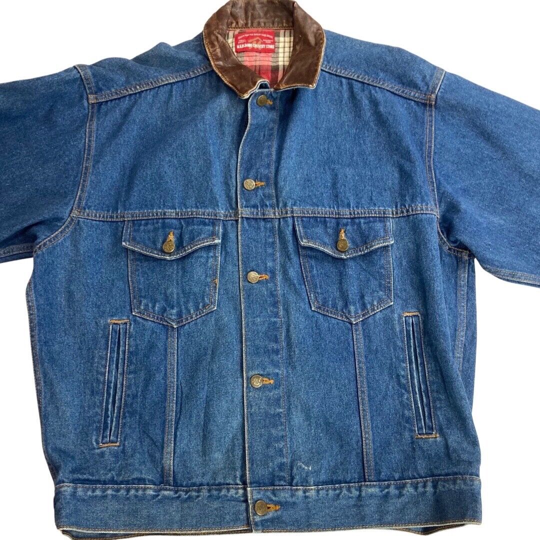 VTG 80s USA MARLBORO COUNTRY STORE DENIM CHORE RODEO JACKET ROCKABILLY 44” L