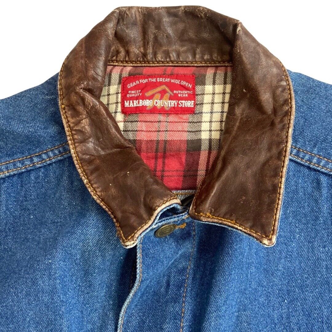 VTG 80s USA MARLBORO COUNTRY STORE DENIM CHORE RODEO JACKET ROCKABILLY 44” L