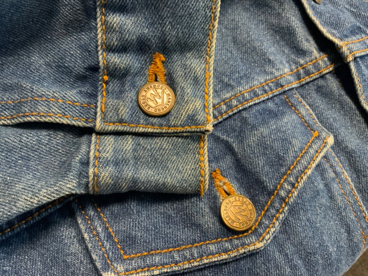 VTG 80s USA MARLBORO COUNTRY STORE DENIM CHORE RODEO JACKET ROCKABILLY 44” L