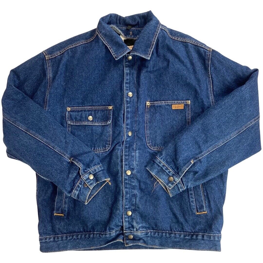 VTG DENIM USA MEXICAN WOOL BLANKET LINED CHORE RODEO JACKET ROCKABILLY 46” XL