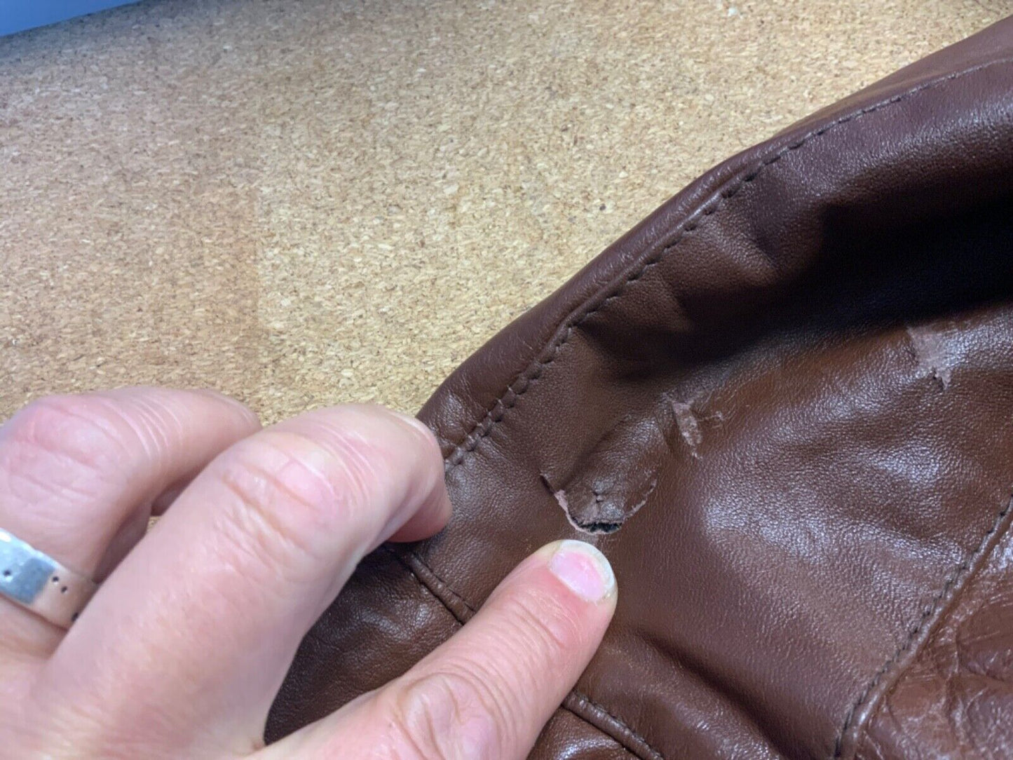VTG 70s USA MENS LONDON FOG BROWN NAPPA LEATHER SHERPA COLLAR CAR COAT 42” L