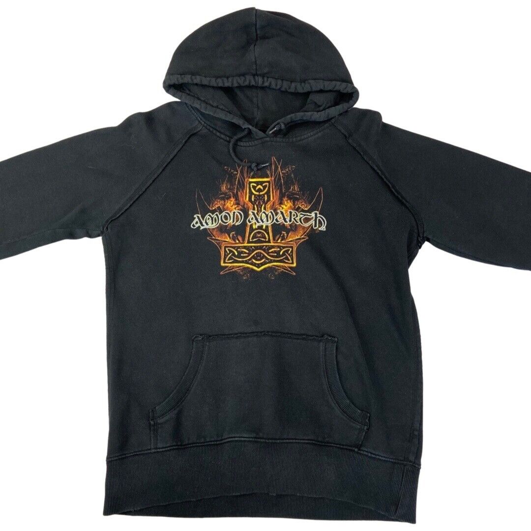 2000s Black Amon Amarth With Oden On My Side Triple Sided Print Hoodie Large