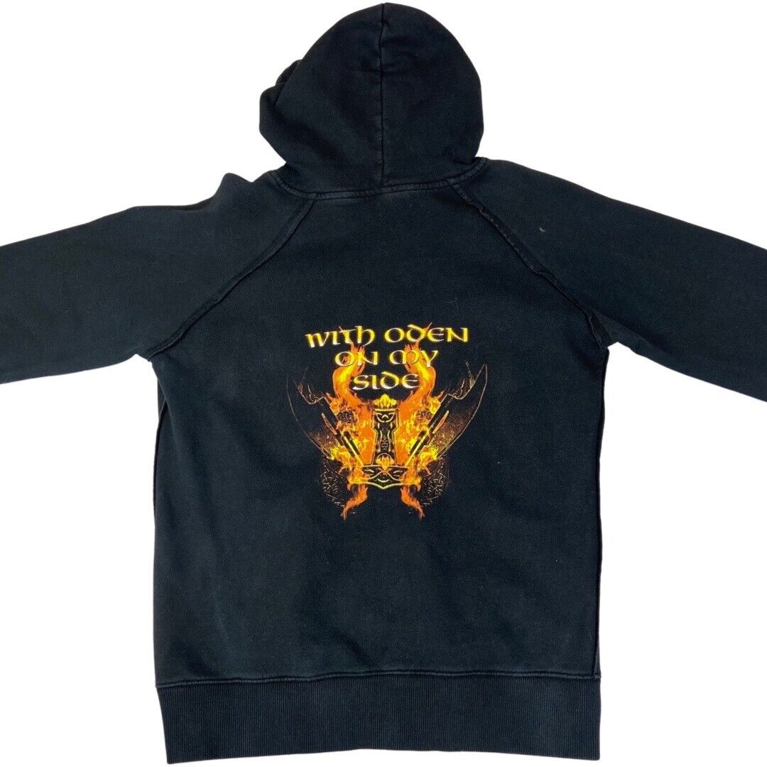 2000s Black Amon Amarth With Oden On My Side Triple Sided Print Hoodie Large