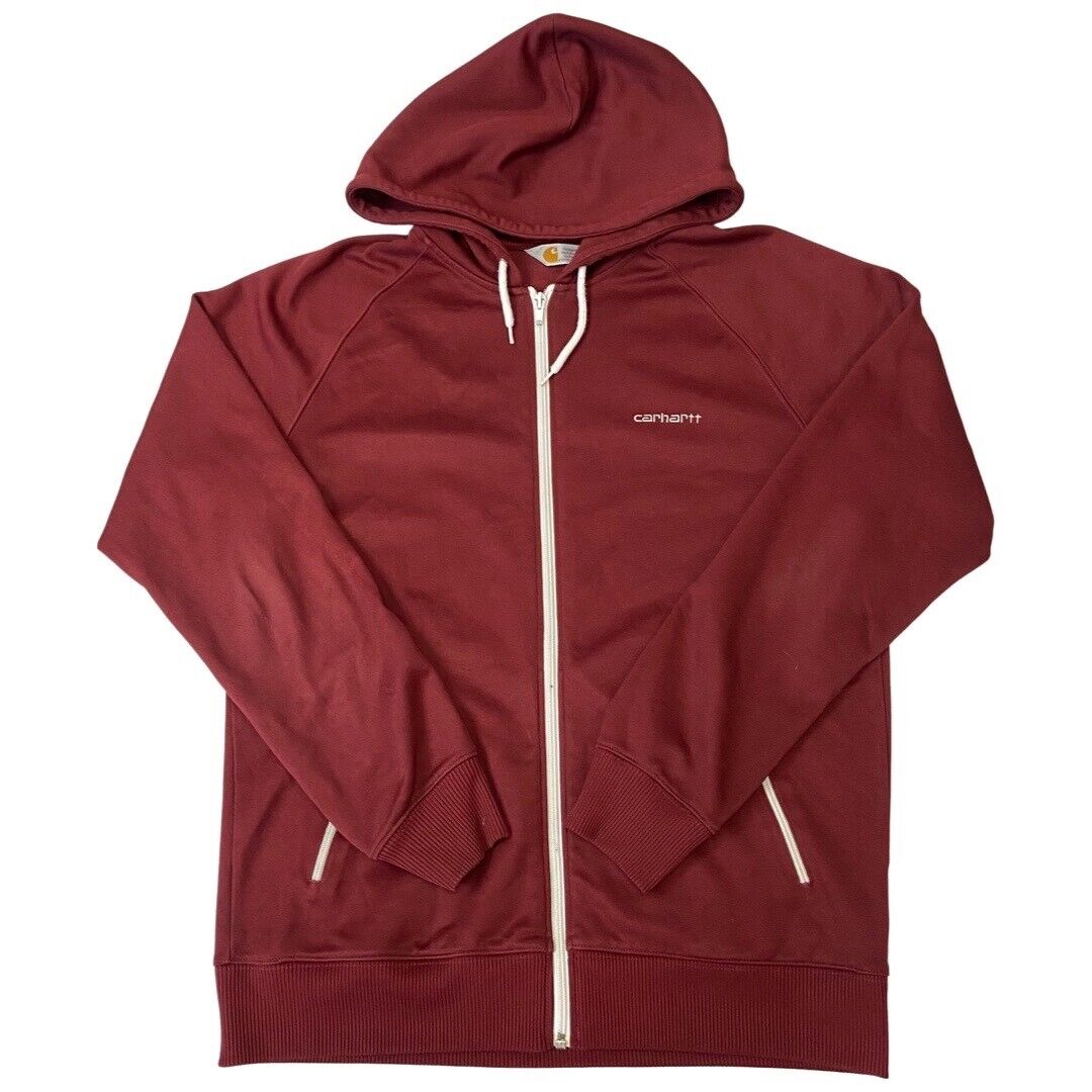 2000s Y2k Burgundy Carhartt Zip-Up Hooded Gym Jacket Large