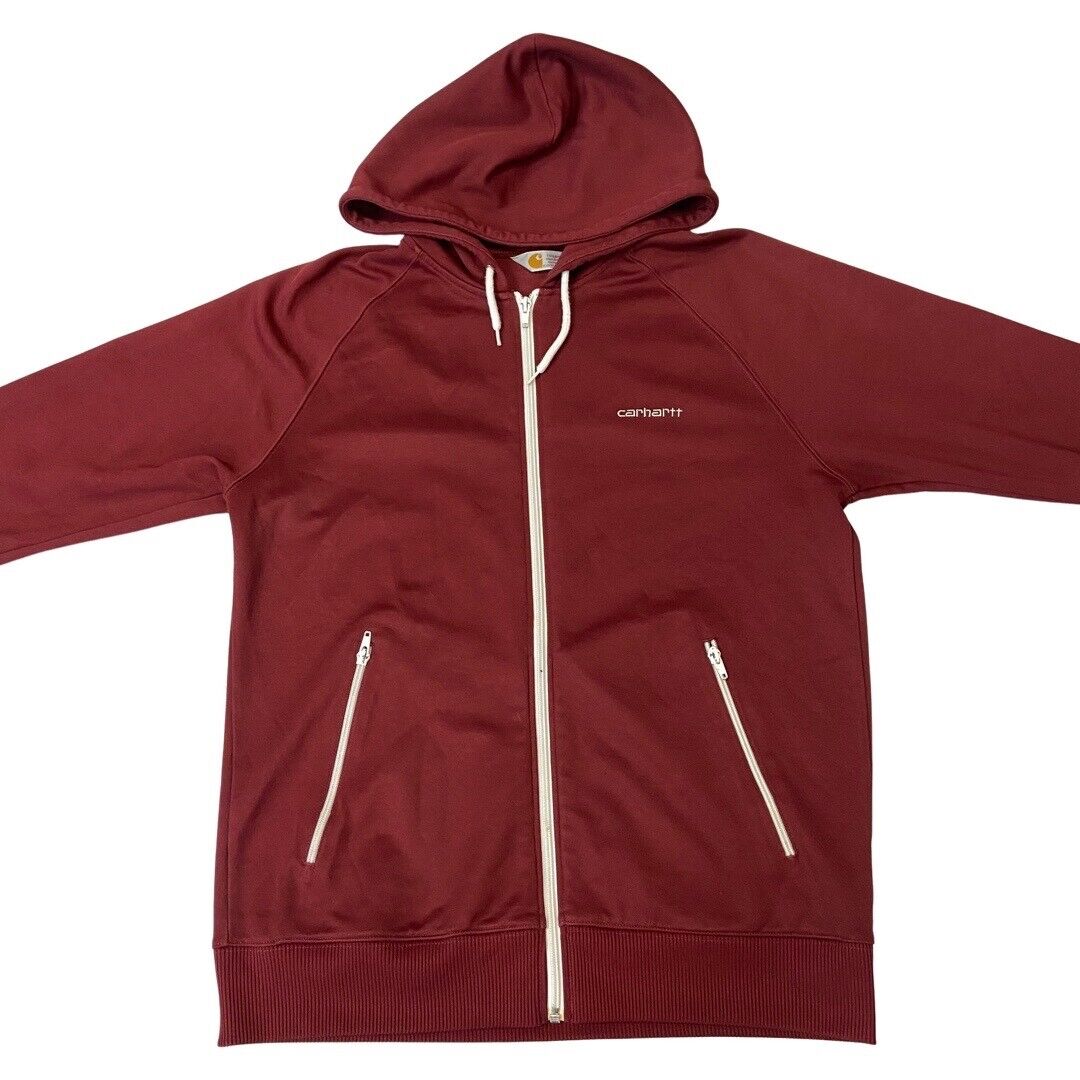 2000s Y2k Burgundy Carhartt Zip-Up Hooded Gym Jacket Large