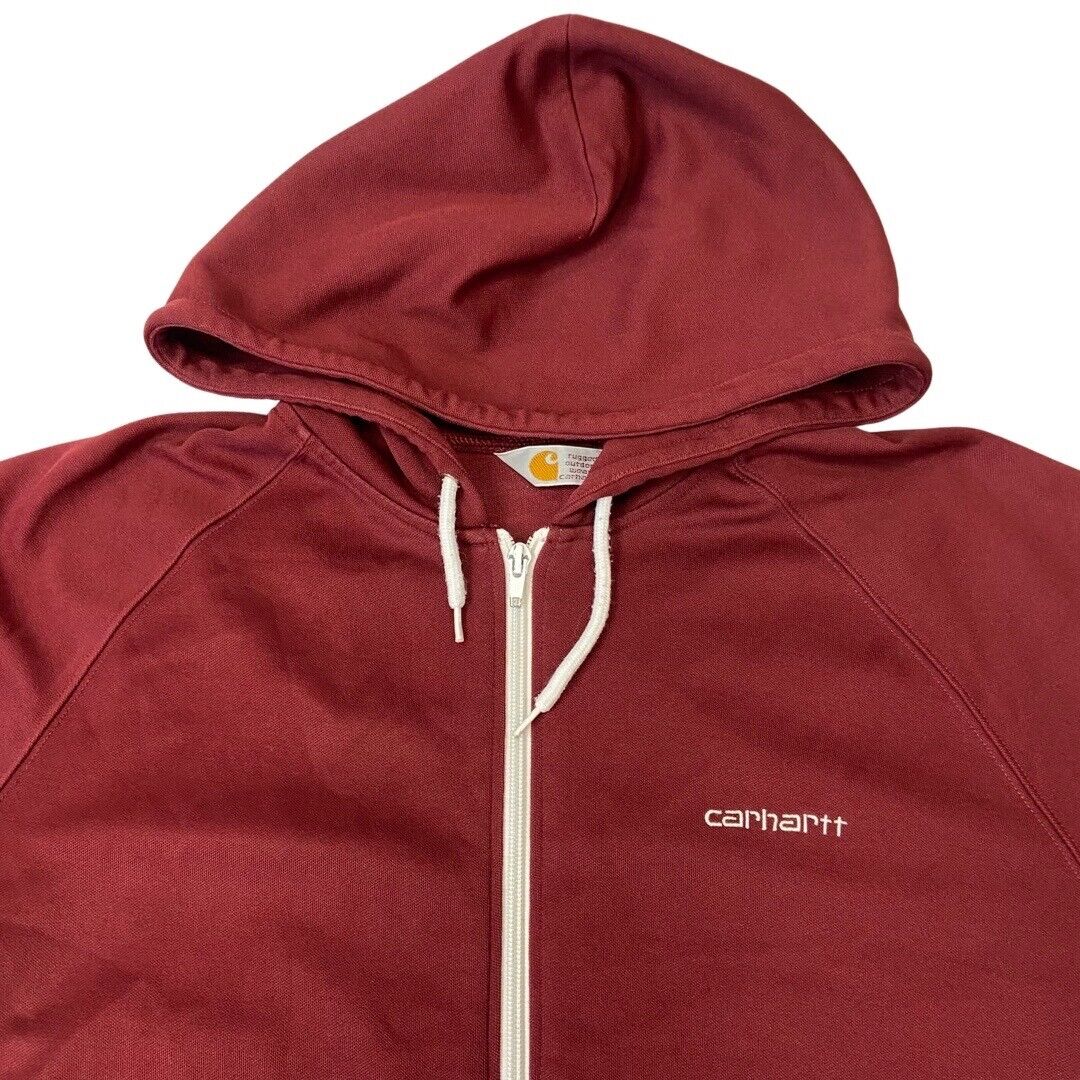 2000s Y2k Burgundy Carhartt Zip-Up Hooded Gym Jacket Large