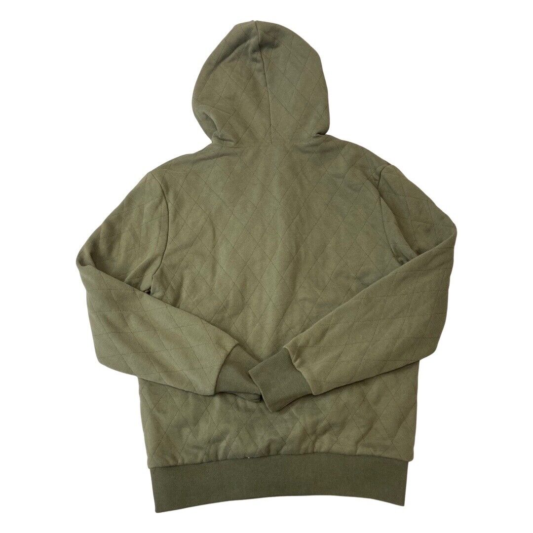 2000s Khaki Green & Brown Puma Button-Up Hooded Jacket Large SAMPLE