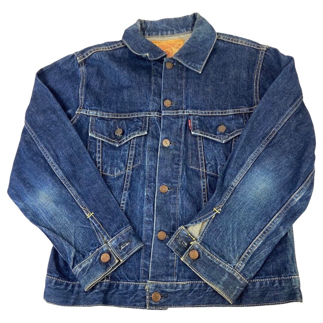 VTG USA BIGSTONE WESTERN RAW GENUINE INDIGO DYED DENIM JACKET ROCKABILLY 36” S