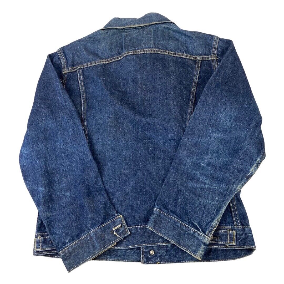 VTG USA BIGSTONE WESTERN RAW GENUINE INDIGO DYED DENIM JACKET ROCKABILLY 36” S