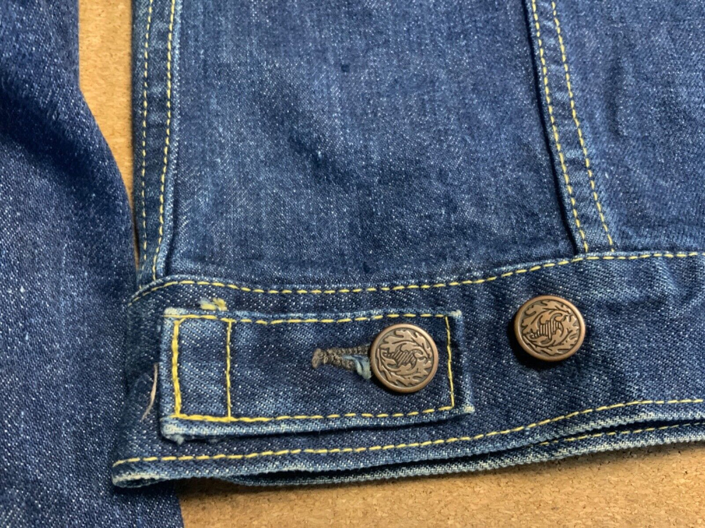 VTG USA BIGSTONE WESTERN RAW GENUINE INDIGO DYED DENIM JACKET ROCKABILLY 36” S