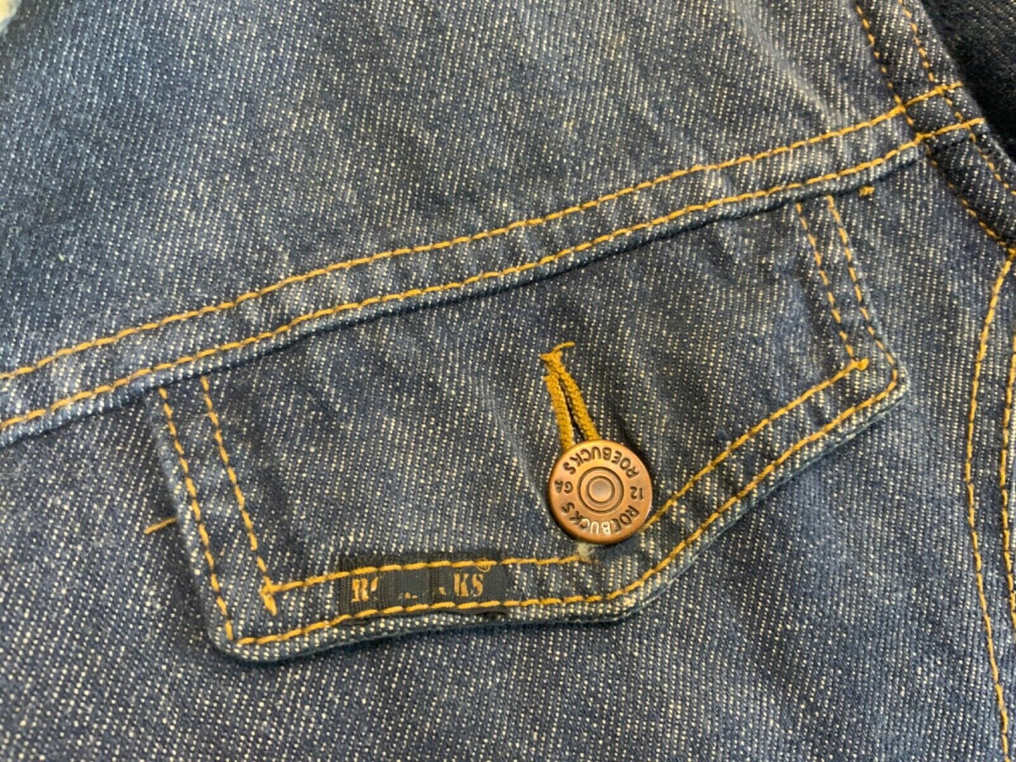 VTG 70S USA SEARS INDIGO ROEBUCKS SHERPA LINED DENIM WESTERN BARN JACKET 38” S