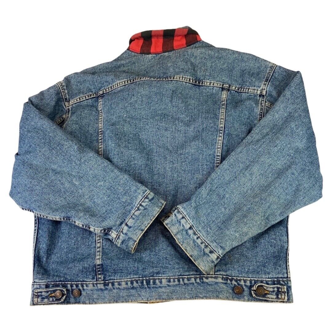 VTG 80s USA LEVIS HARLEY DAVIDSON PATCH FLANNEL LINED TYPE 3 DENIM JACKET 47” XL