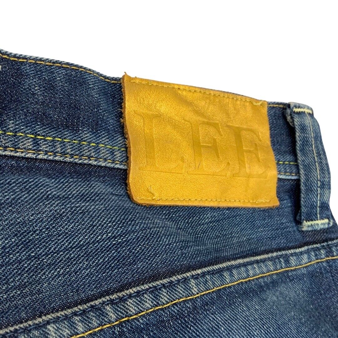 LTD LEE GOLD LEATHER LABEL JAPANESE TWISTED DENIM JEANS TWISTED SEAM 32”W 28”L