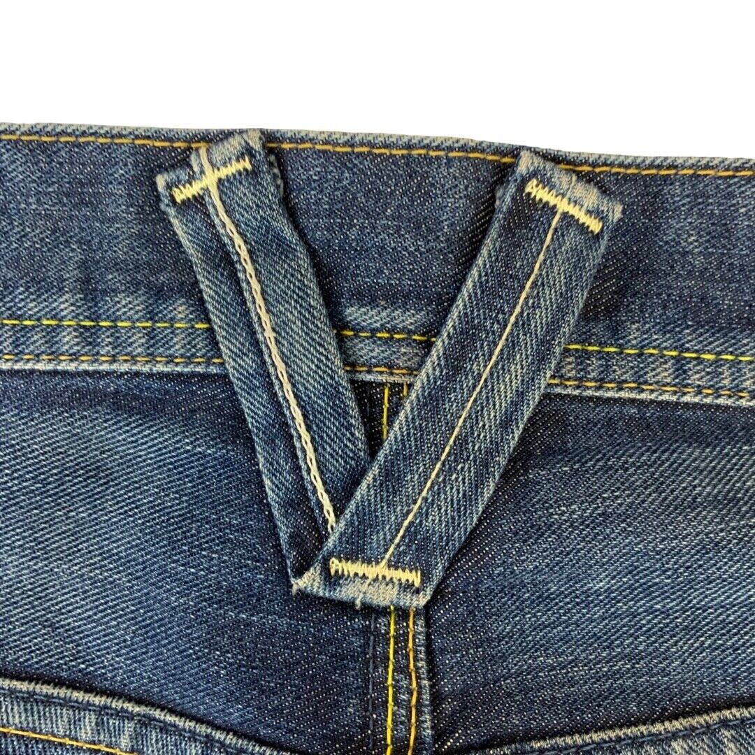 LTD LEE GOLD LEATHER LABEL JAPANESE TWISTED DENIM JEANS TWISTED SEAM 32”W 28”L