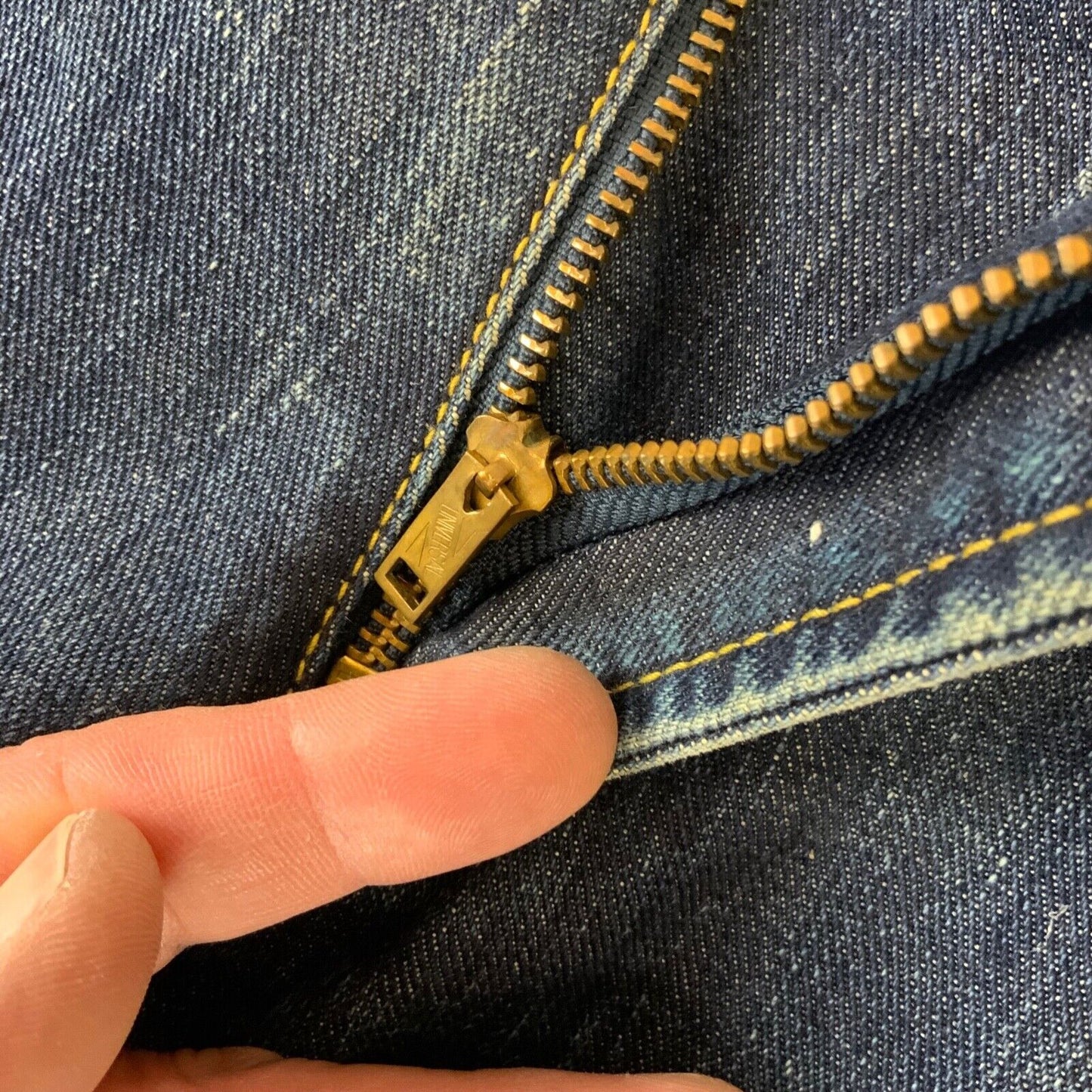 LTD LEE GOLD LEATHER LABEL JAPANESE TWISTED DENIM JEANS TWISTED SEAM 32”W 28”L
