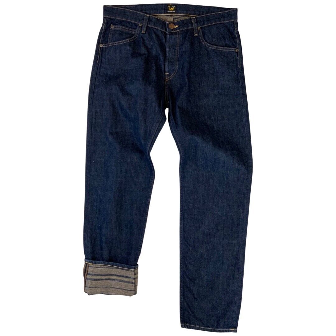 LTD EDN SEASONAL LEE CHASE STRIPED INNER INDIGO DENIM JEANS ROCKABILLY 34”W 32”L