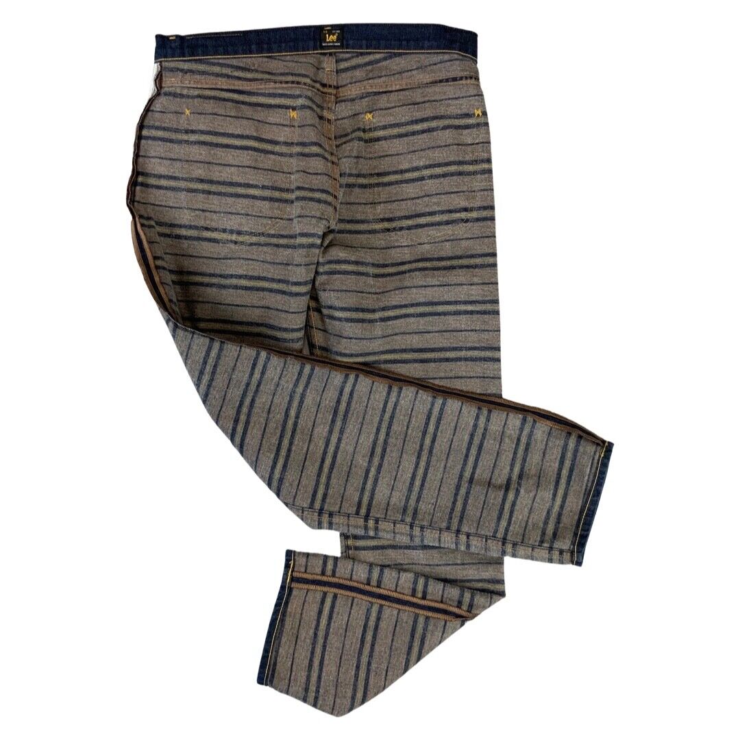 LTD EDN SEASONAL LEE CHASE STRIPED INNER INDIGO DENIM JEANS ROCKABILLY 34”W 32”L