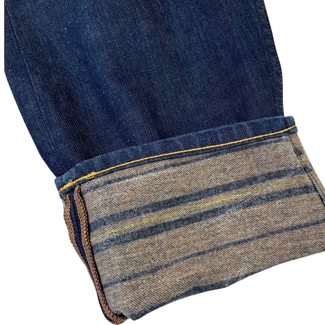 LTD EDN SEASONAL LEE CHASE STRIPED INNER INDIGO DENIM JEANS ROCKABILLY 34”W 32”L