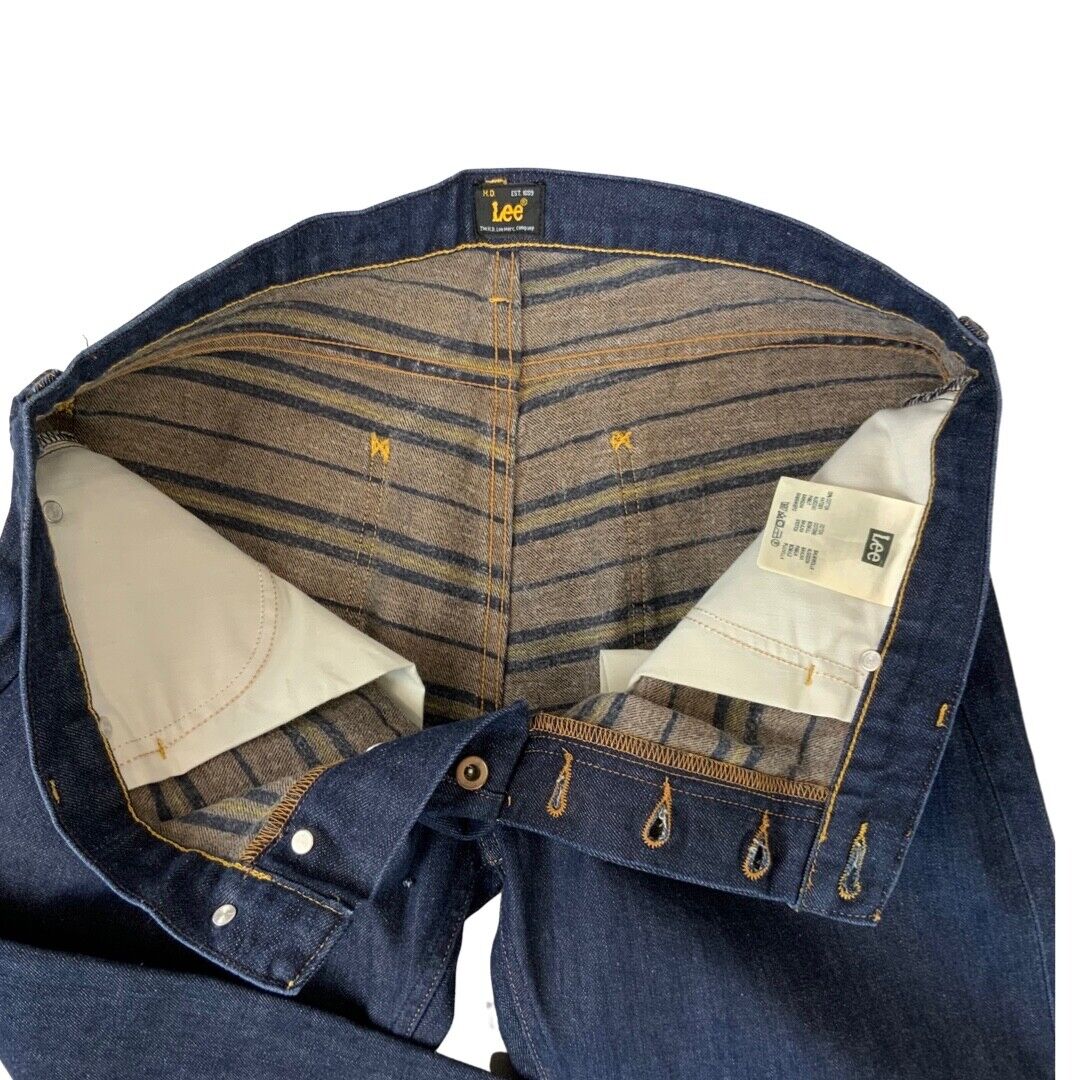 LTD EDN SEASONAL LEE CHASE STRIPED INNER INDIGO DENIM JEANS ROCKABILLY 34”W 32”L