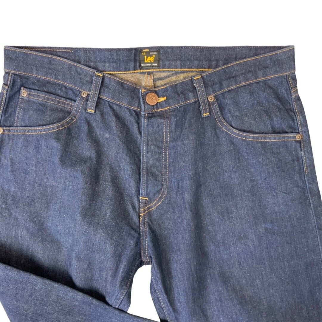 LTD EDN SEASONAL LEE CHASE STRIPED INNER INDIGO DENIM JEANS ROCKABILLY 34”W 32”L