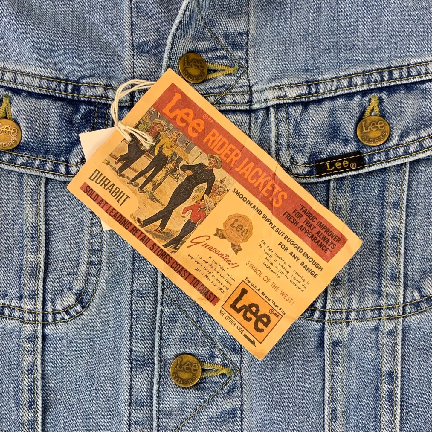 NEW WITH TAGS 60s LEE RIDER JAPANESE DENIM TRUCKER JACKET MOD XS 34”