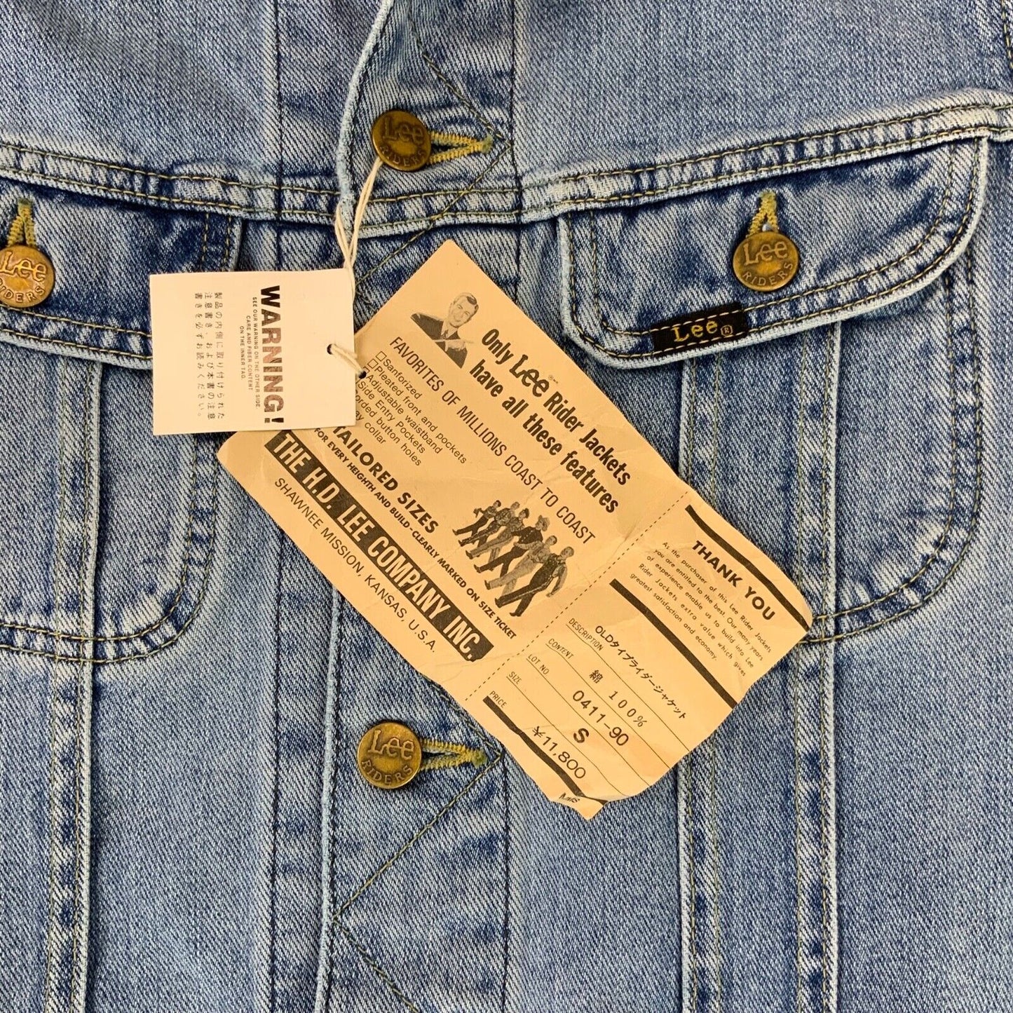 NEW WITH TAGS 60s LEE RIDER JAPANESE DENIM TRUCKER JACKET MOD XS 34”
