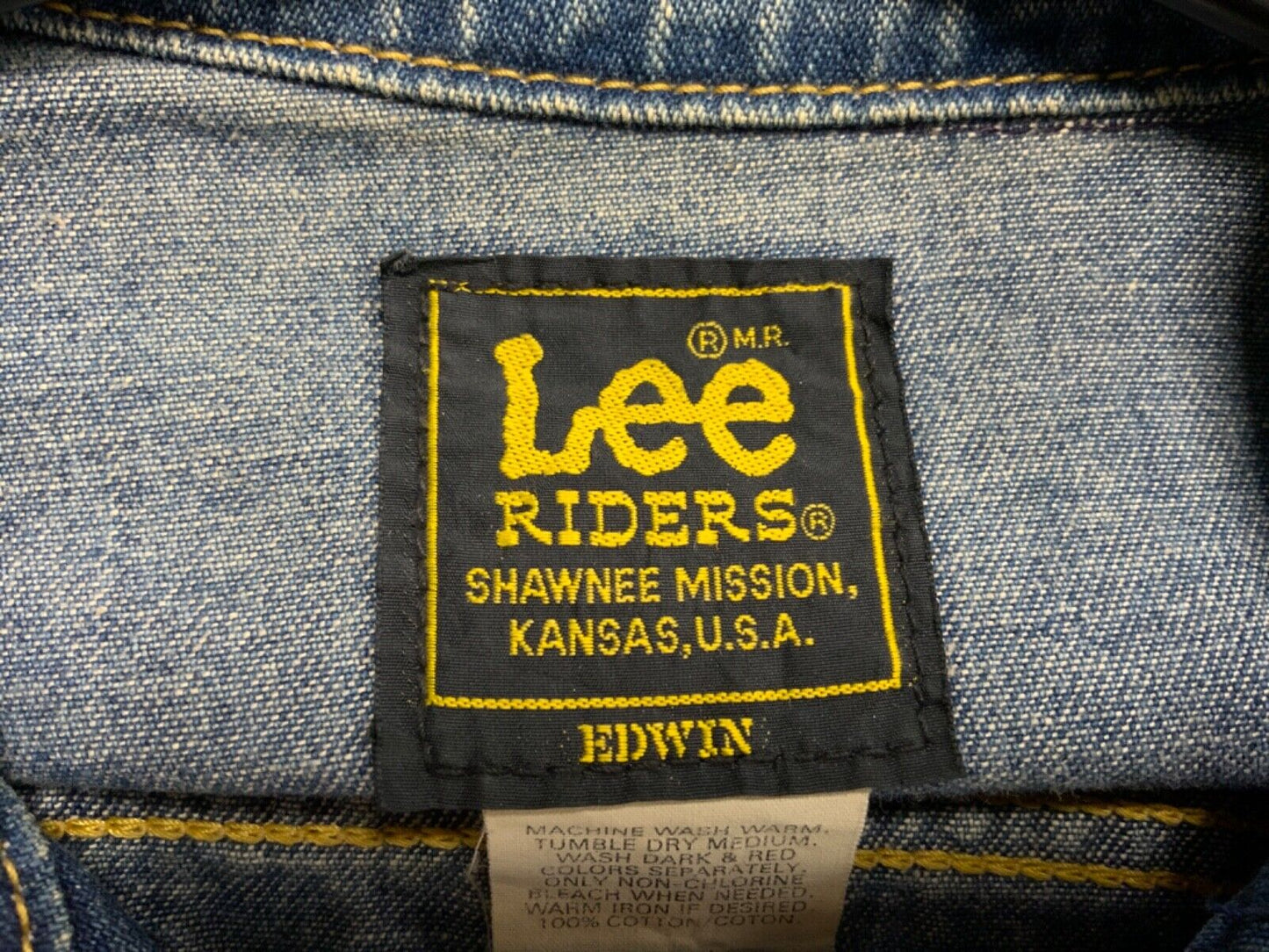 VTG V RARE LEE RIDERS EDWIN JAPAN COLAB DENIM TRUCKER JACKET SANFORIZED M 40”