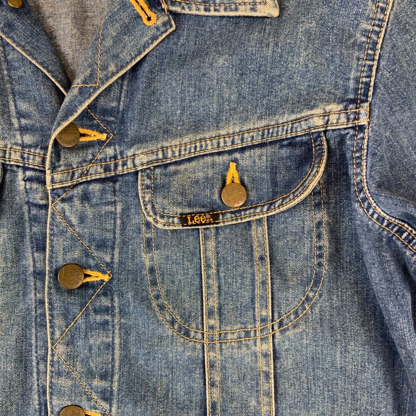 VTG V RARE LEE RIDERS EDWIN JAPAN COLAB DENIM TRUCKER JACKET SANFORIZED M 40”