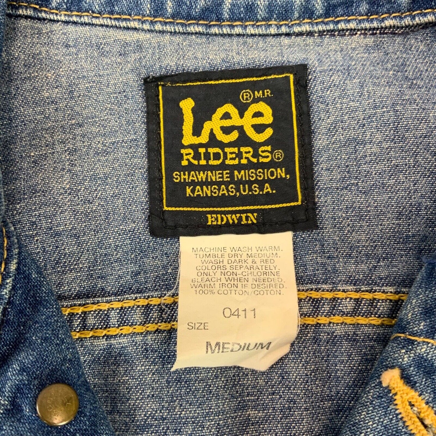 VTG V RARE LEE RIDERS EDWIN JAPAN COLAB DENIM TRUCKER JACKET SANFORIZED M 40”