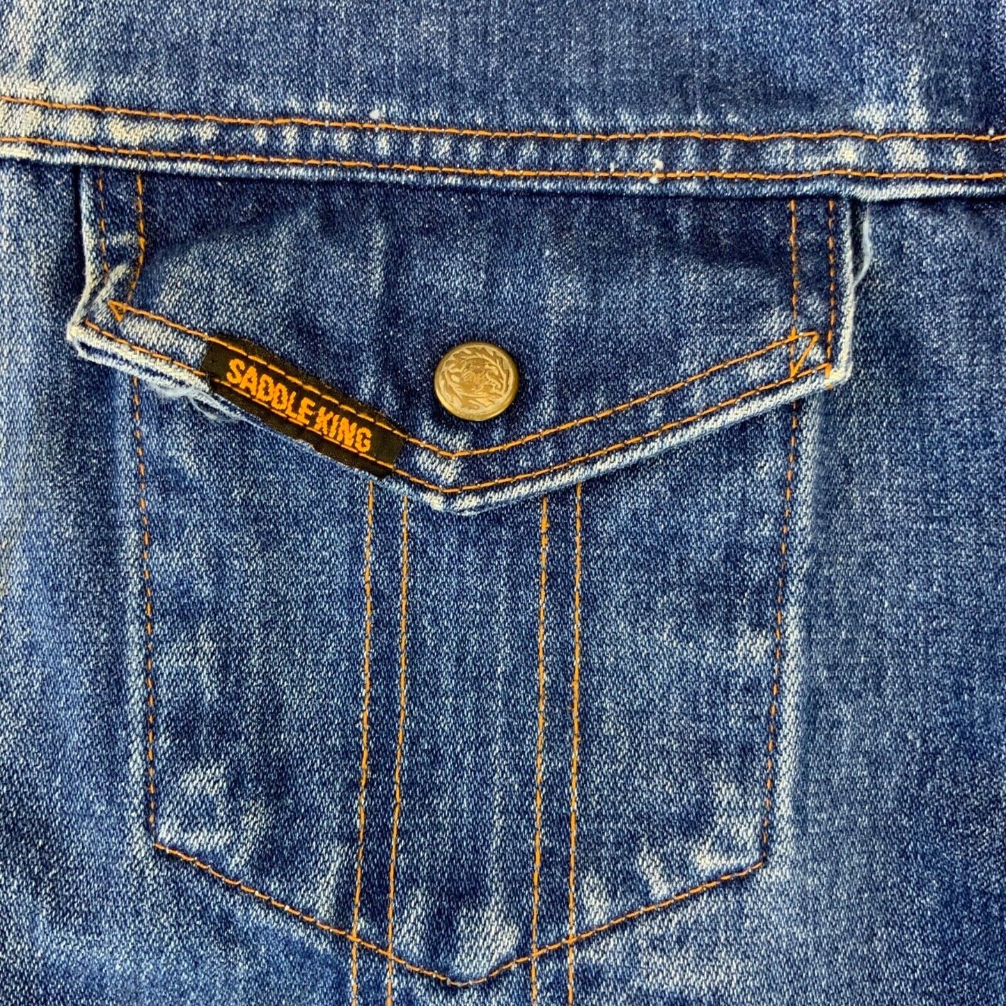 VTG 70s USA SADDLE KING WESTERN BY KEY IMPERIAL DENIM TRUCKER RODEO JACKET 42” L