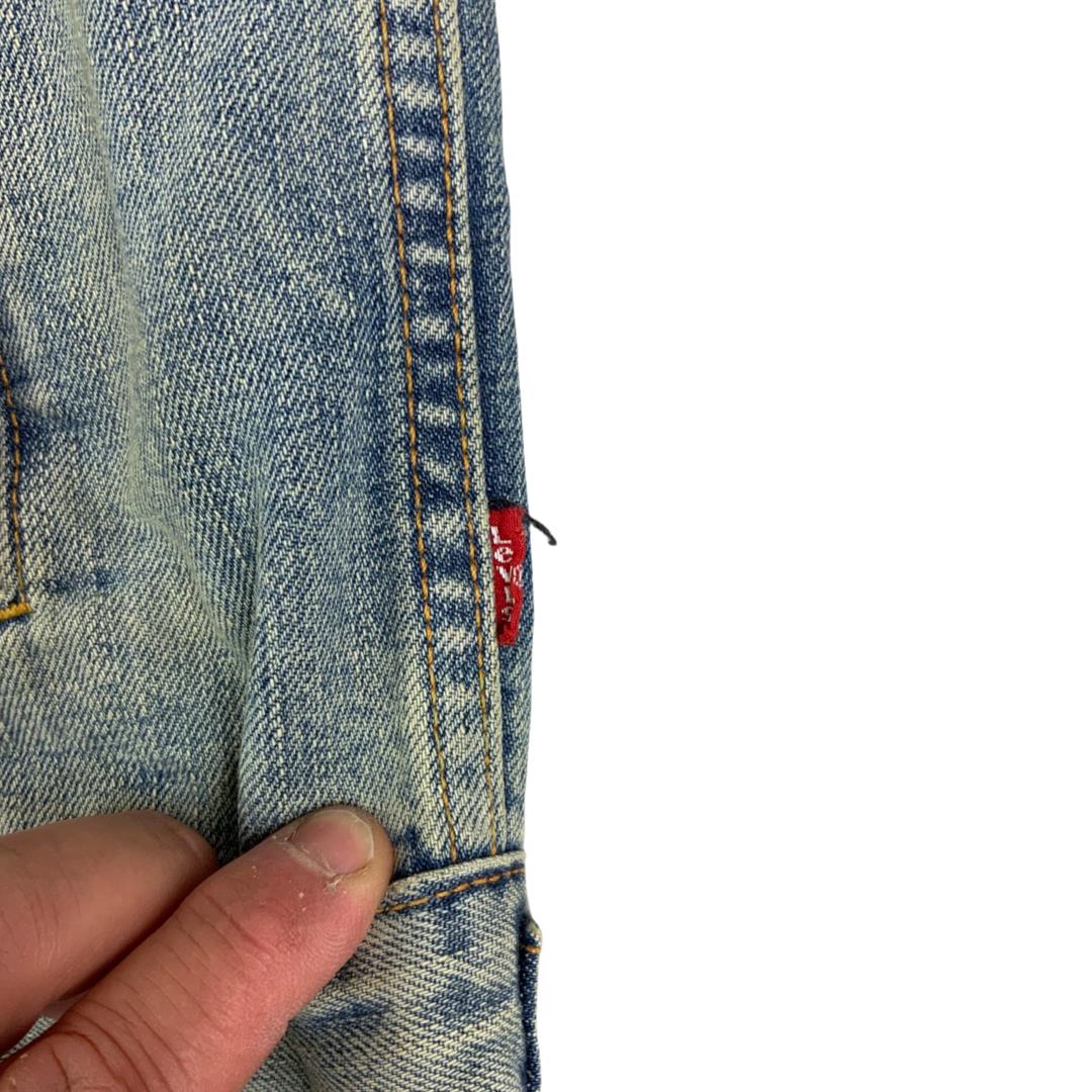 VTG LEVIS 10180 PINK FLANNEL LINED TYPE 3 TRUCKER DENIM JACKET 36” S