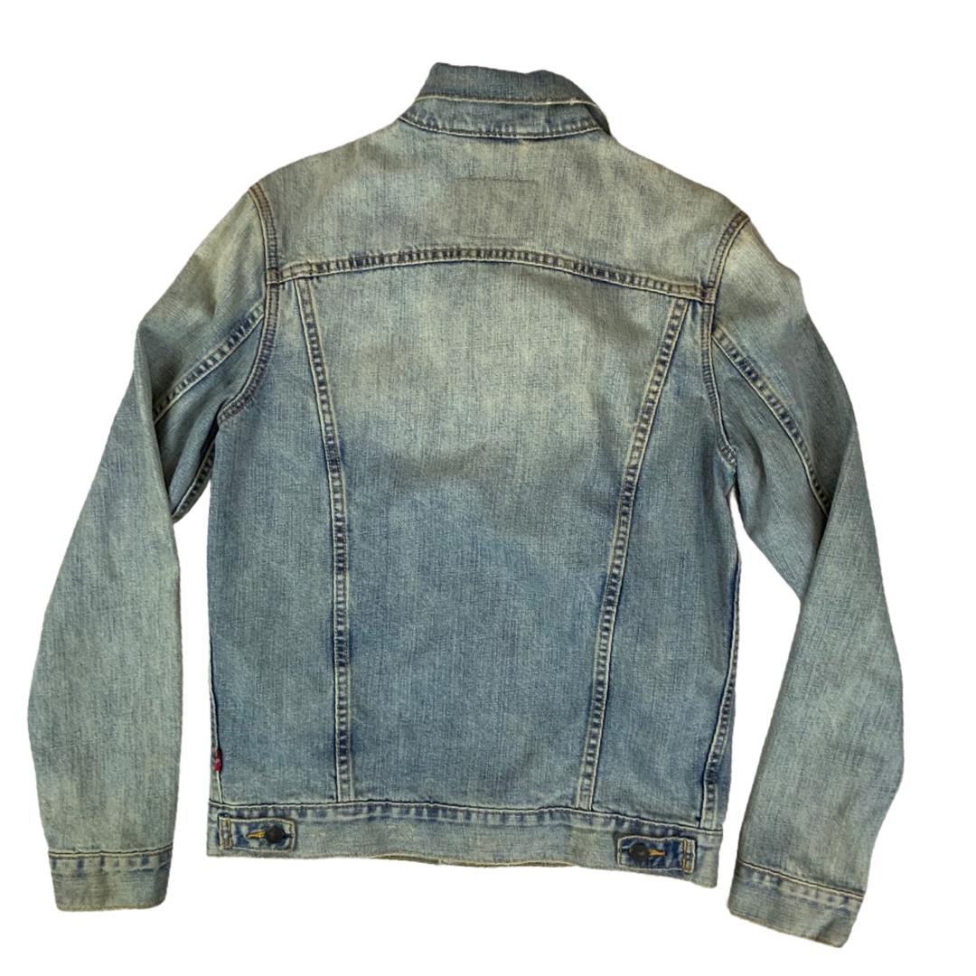 VTG LEVIS 10180 PINK FLANNEL LINED TYPE 3 TRUCKER DENIM JACKET 36” S