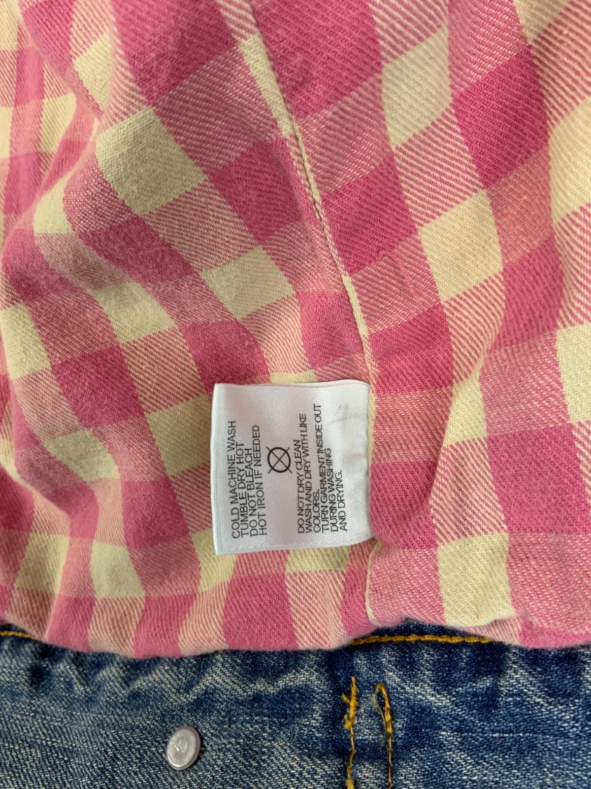 VTG LEVIS 10180 PINK FLANNEL LINED TYPE 3 TRUCKER DENIM JACKET 36” S