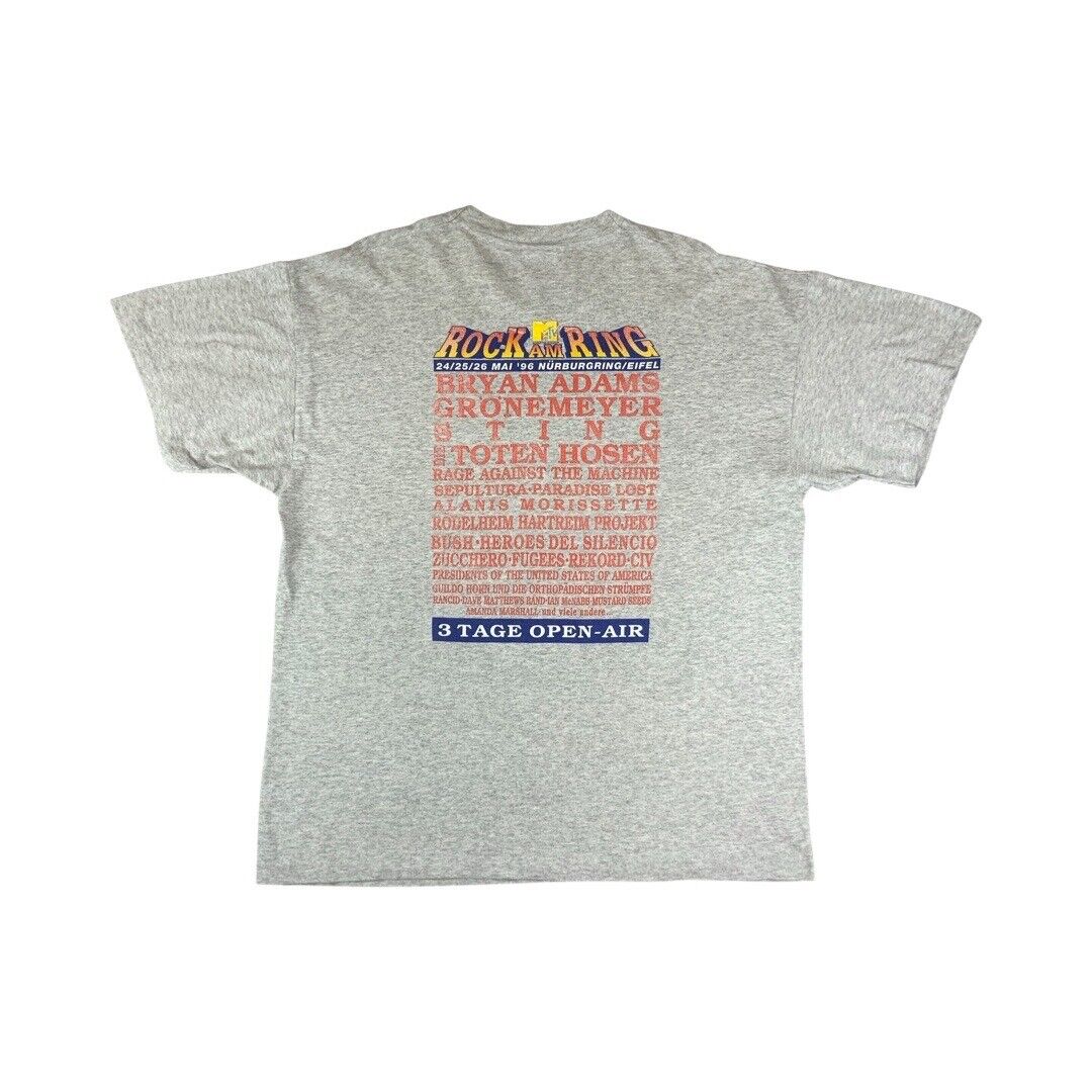 Vintage 1996 Grey Rock Am Ring Festival Line-Up Graphic Screen Stars T-Shirt XL