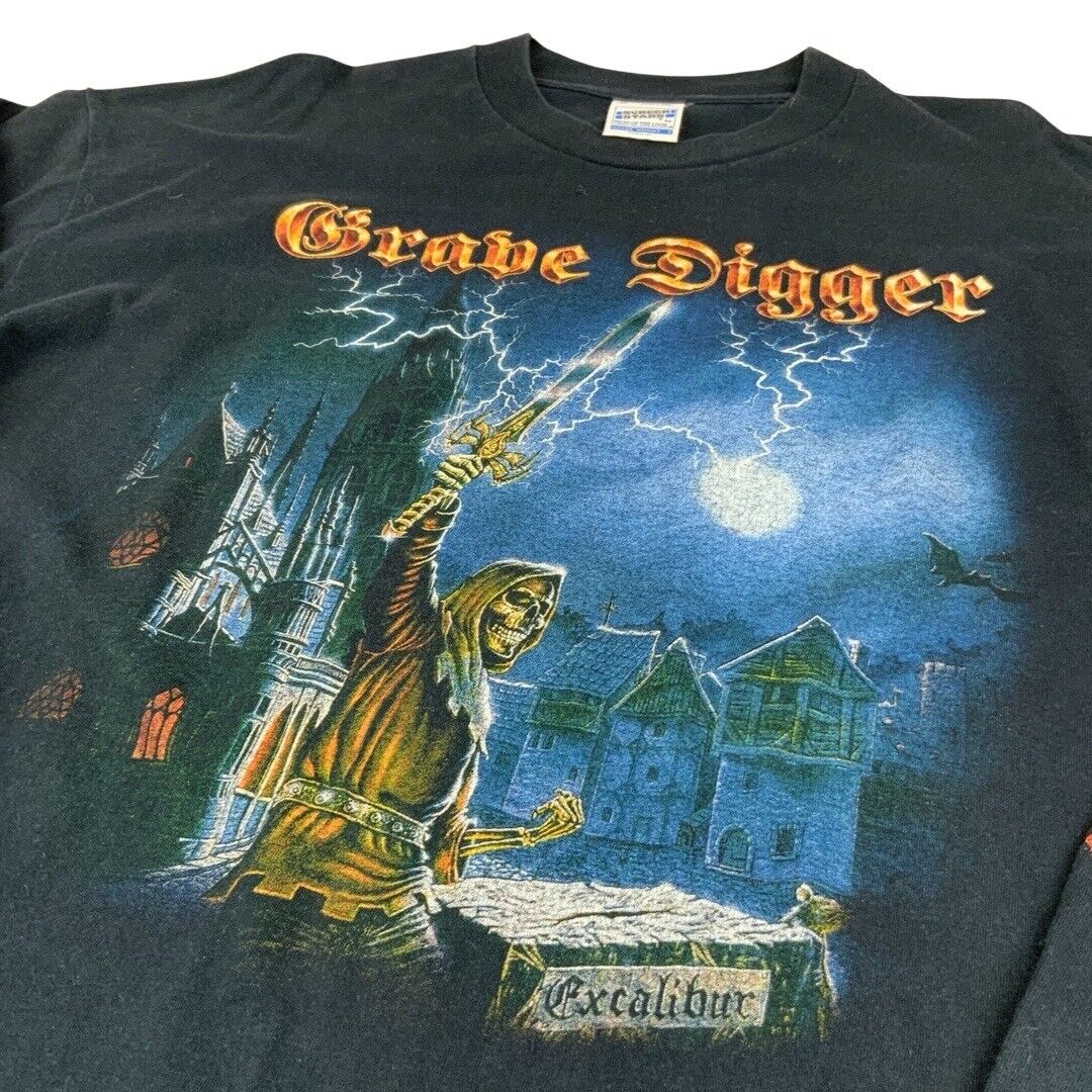 VTG 1999 Grave Digger Excalibur Long-Sleeve Graphic T-Shirt Screen Stars XL