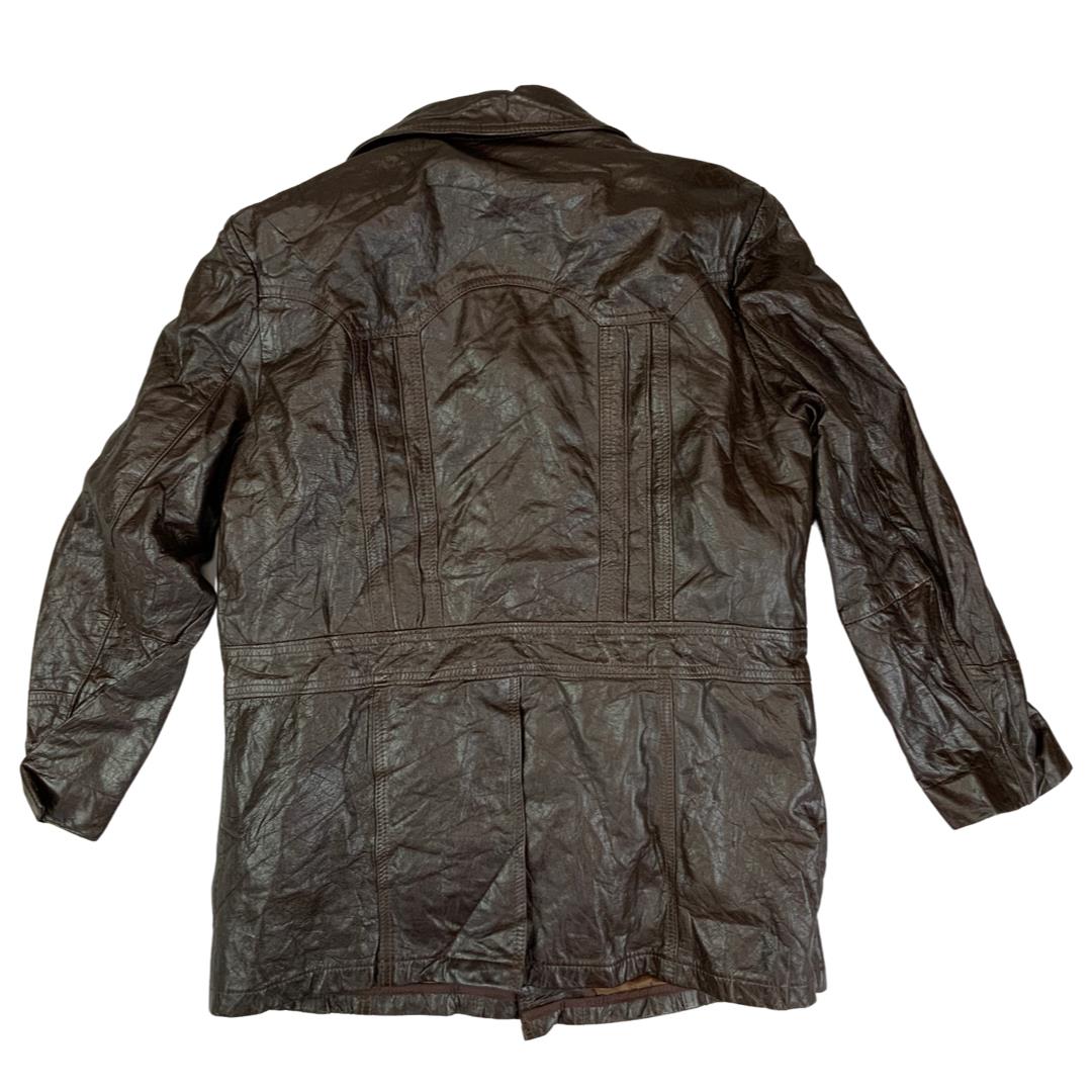 VTG 70s MONTGOMERY WARD SHERPA LINED BROWN LEATHER WESTERN JACKET COAT MOD 40” M