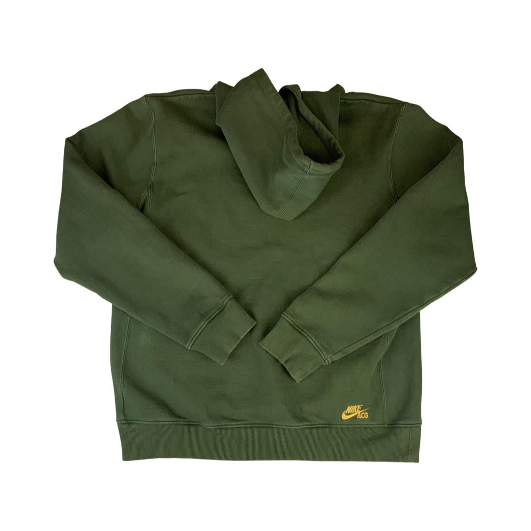 2000s Khaki Green Nike ACG All Conditions Gear Hooded Sweatshirt Medium/Large