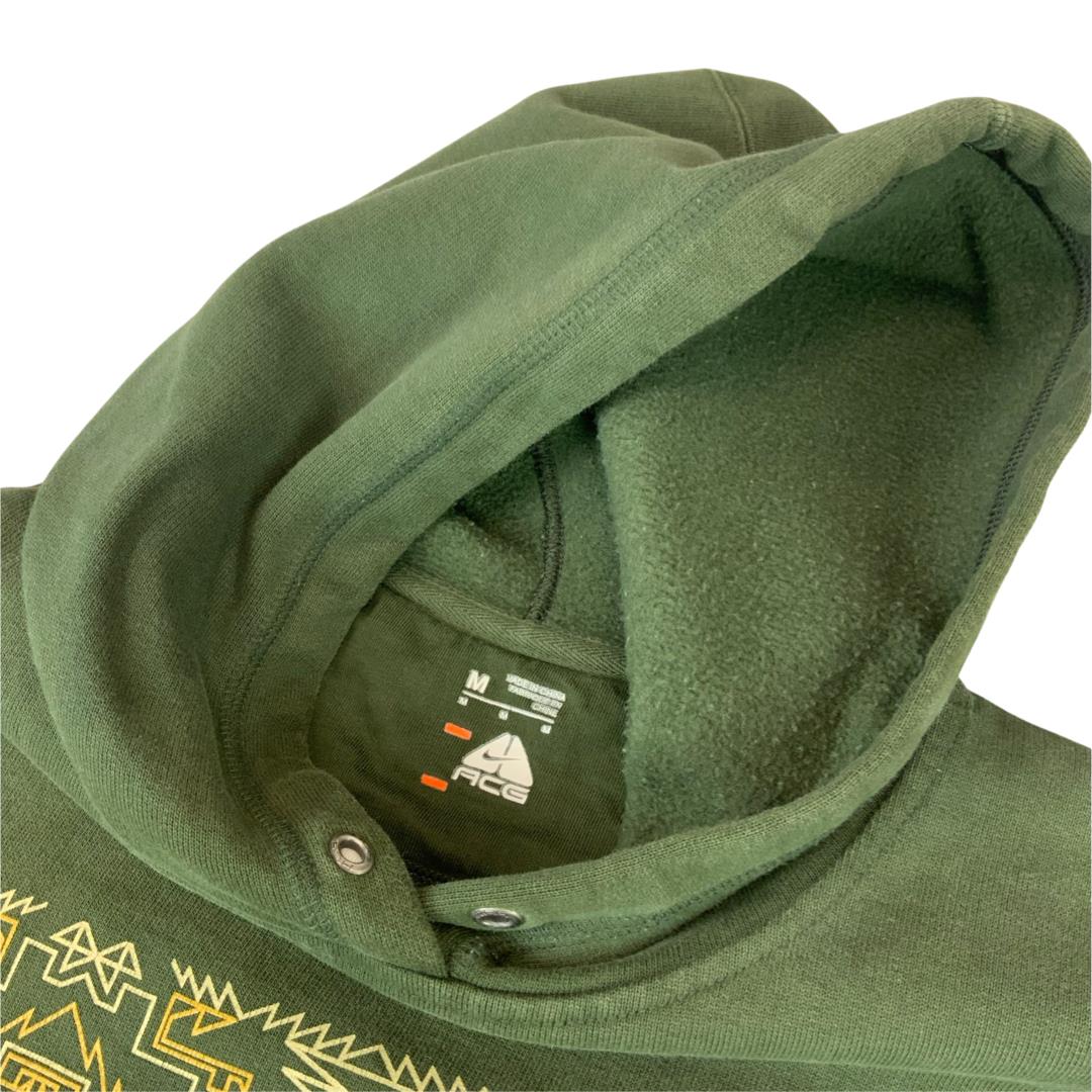 2000s Khaki Green Nike ACG All Conditions Gear Hooded Sweatshirt Medium/Large