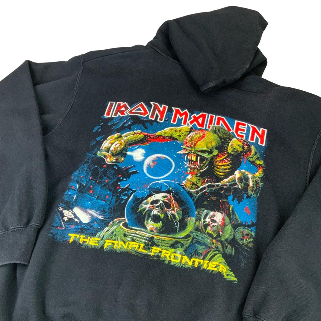 2010s Black Iron Maiden The Final Frontier Double Sided Graphic Hoodie Med/Lrg
