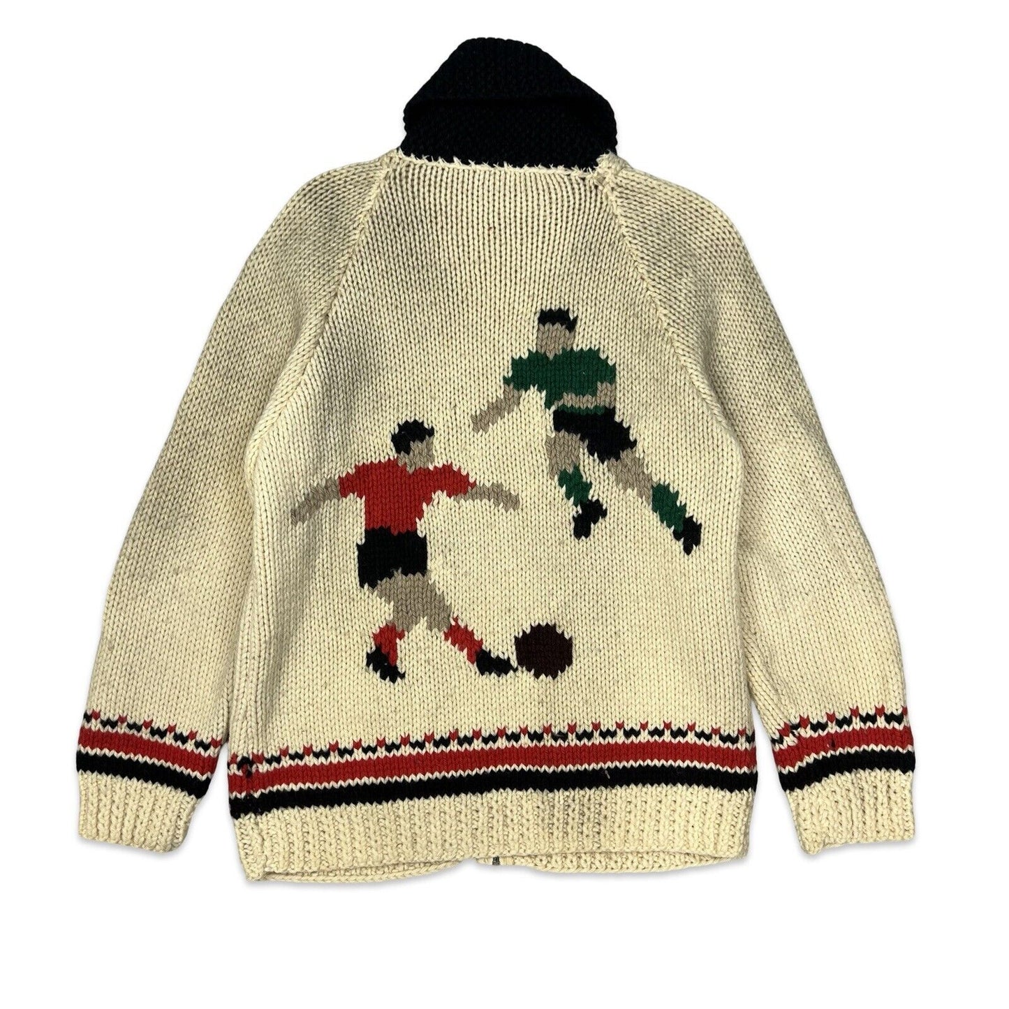 VTG 1950s MENS MARY MAXIM FOOTBALL SOCCER COWICHAN ROCKABILLY CARDIGAN M 40”